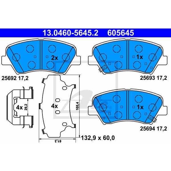 Слика на плочки ATE 13.0460-5645.2 за Hyundai i30 CW (GD) 1.6 - 129 коњи бензин