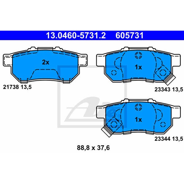 Слика на плочки ATE 13.0460-5731.2 за Honda Jazz 3 (GE) 1.4 - 101 коњи бензин