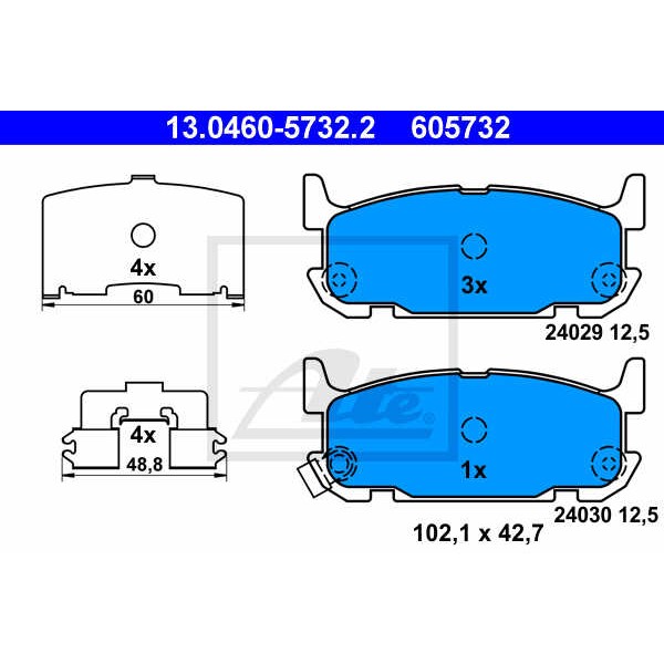 Слика на плочки ATE 13.0460-5732.2 за Mazda MX-5 (NB) 1.8 i Turbo - 185 коњи бензин