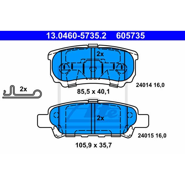 Слика на плочки ATE 13.0460-5735.2 за Jeep Patriot 2.2 CRD 4x4 - 136 коњи дизел