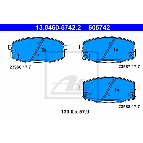 Слика на плочки ATE 13.0460-5742.2 за Kia Ceed Estate (ED) 2.0 CRDi 140 - 140 коњи дизел