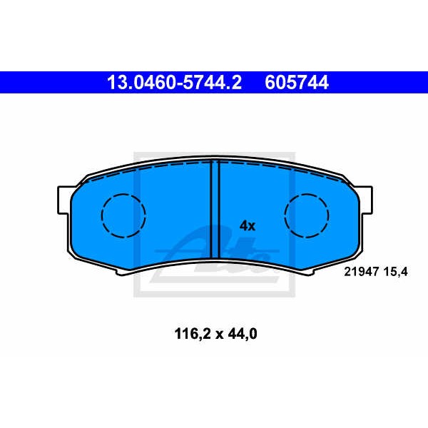 Слика на плочки ATE 13.0460-5744.2 за Mitsubishi Montero 4 (V80,V90) DI-D (V88W, V98W) - 170 коњи дизел