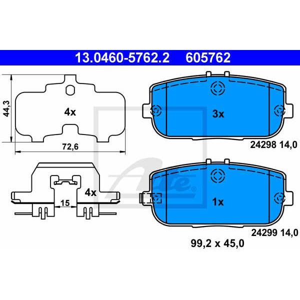 Слика на плочки ATE 13.0460-5762.2 за Mazda MX-5 (ND) 1.5 (ND6E) - 132 коњи бензин