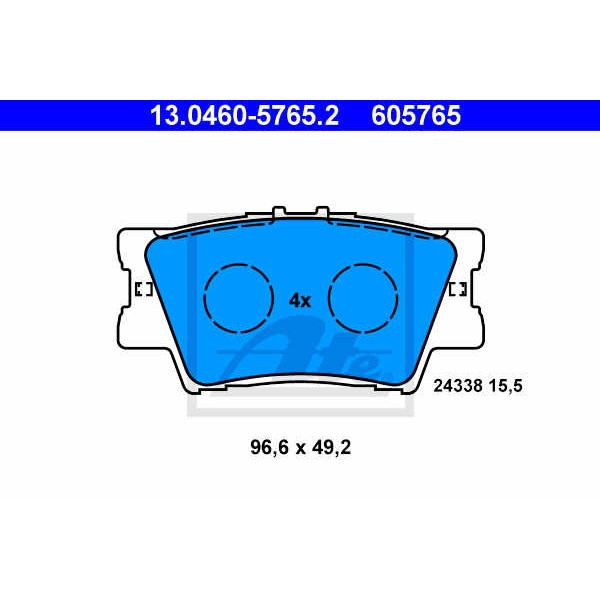 Слика на плочки ATE 13.0460-5765.2 за Toyota RAV4 2.2 D-4D 4WD - 136 коњи дизел