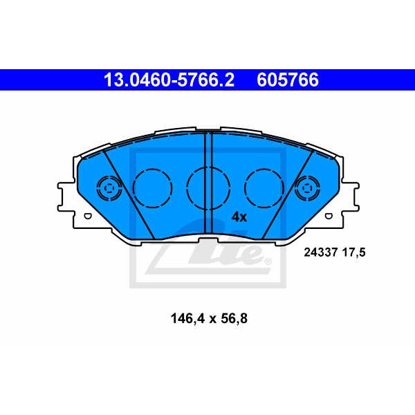 Слика на плочки ATE 13.0460-5766.2 за Toyota RAV4 2.0 VVT-i 4WD - 148 коњи бензин