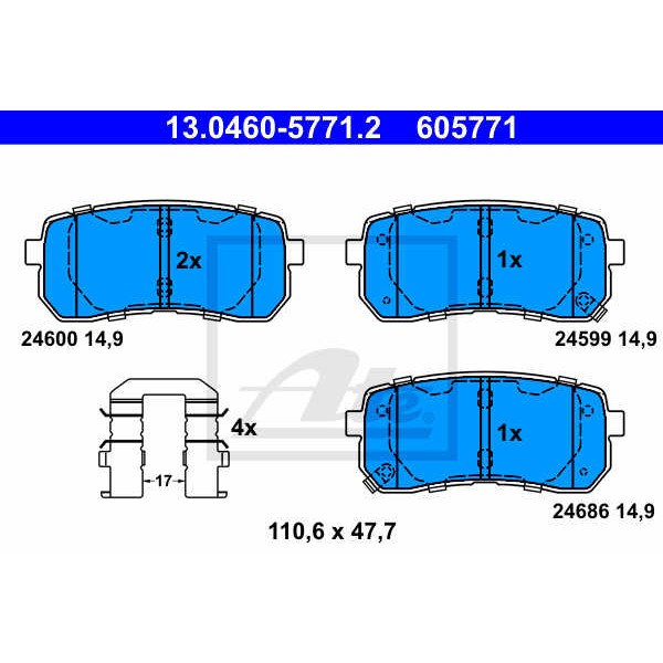 Слика на плочки ATE 13.0460-5771.2 за Kia Carnival 3 (VQ) 2.9 CRDi - 185 коњи дизел