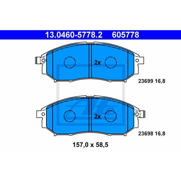 Слика на плочки ATE 13.0460-5778.2 за Nissan Murano (Z50) 3.5 4x4 - 234 коњи бензин