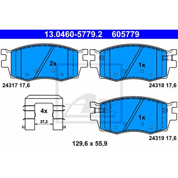 Слика на плочки ATE 13.0460-5779.2 за Hyundai Accent 3 (MC) 1.6 GLS - 112 коњи бензин