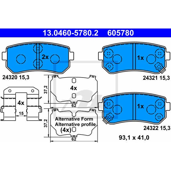 Слика на плочки ATE 13.0460-5780.2 за Kia Pro Cee\'d (ED) 1.6 CRDi 90 - 90 коњи дизел