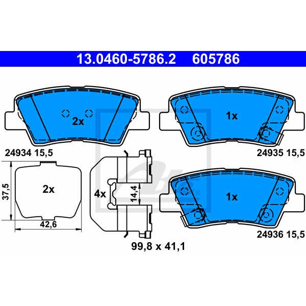 Слика на плочки ATE 13.0460-5786.2 за мотор Kawasaki Z 250 (TWIN) (KZ250A) - 27 коњи бензин