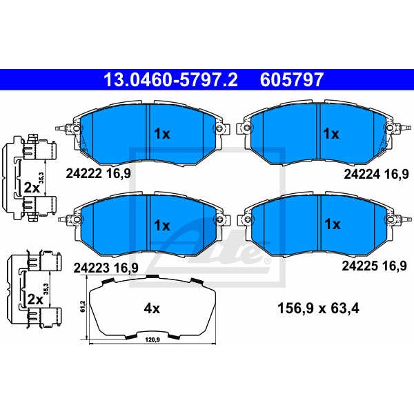 Слика на плочки ATE 13.0460-5797.2 за Subaru Outback (BM,BR) 3.6 - 249 коњи бензин