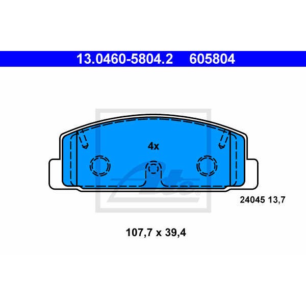 Слика на плочки ATE 13.0460-5804.2 за Mazda 626 Station Wagon (GW) 2.0 H.P. - 136 коњи бензин