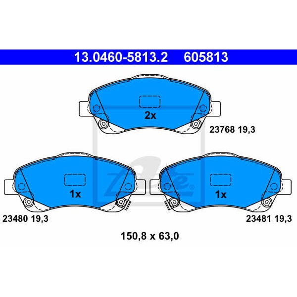 Слика на плочки ATE 13.0460-5813.2 за Toyota Avensis Saloon (T25) 2.0 VVTi - 155 коњи бензин