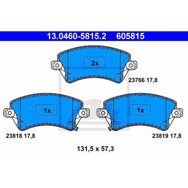 Слика на плочки ATE 13.0460-5815.2 за Toyota Corolla Hatchback (E12U,E12J) 2.0 D-4D - 110 коњи дизел