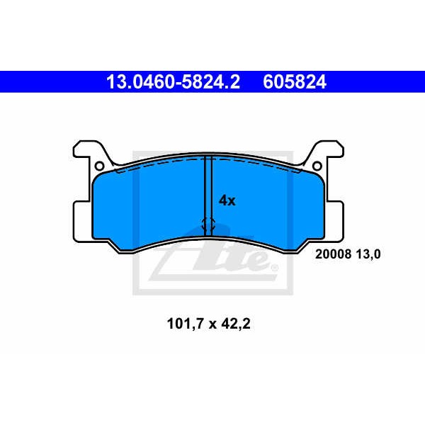 Слика на плочки ATE 13.0460-5824.2 за Mazda 323 Hatchback (BF) 1.6 GT Turbo 4WD (BF2) - 140 коњи бензин