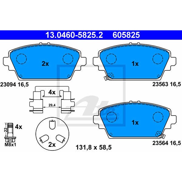 Слика на плочки ATE 13.0460-5825.2 за Nissan Primera Traveller (WP12) 2.0 - 140 коњи бензин