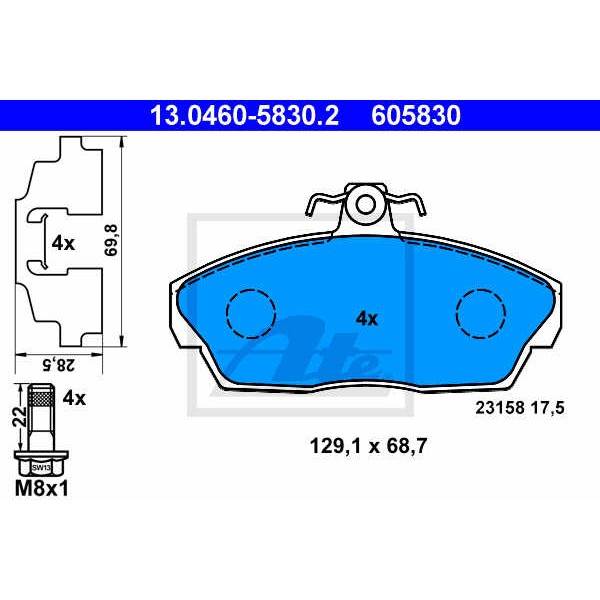 Слика на плочки ATE 13.0460-5830.2 за Land Rover Freelander (LN) 1.8 i 16V 4x4 - 120 коњи бензин