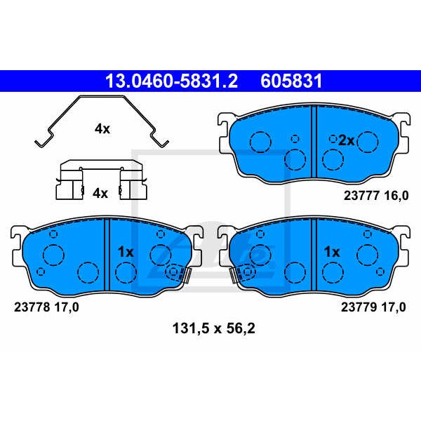 Слика на плочки ATE 13.0460-5831.2 за Mazda 626 Hatchback (GF) 1.8 - 100 коњи бензин