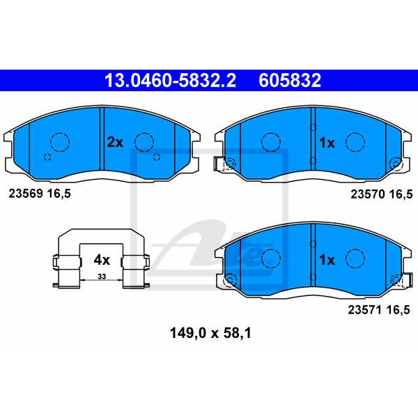 Слика на плочки ATE 13.0460-5832.2 за Hyundai H-1 Platform 2.5 D - 99 коњи дизел