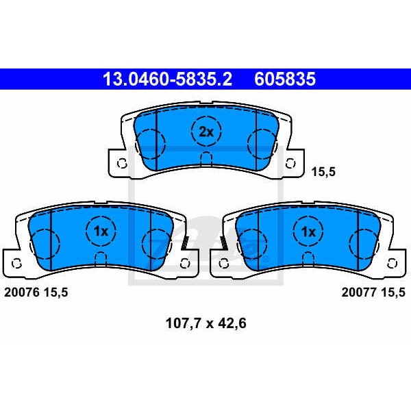 Слика на плочки ATE 13.0460-5835.2 за Toyota Corolla Liftback (E11) 1.4 (EE111_) - 86 коњи бензин