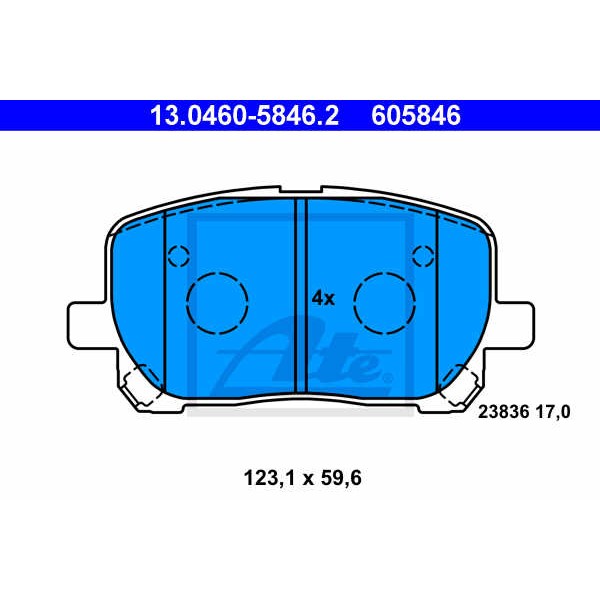 Слика на плочки ATE 13.0460-5846.2 за Toyota Avensis Verso (ACM2) 2.0 VVT-i - 150 коњи бензин