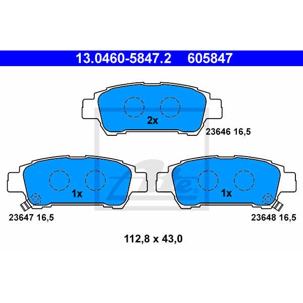 Слика на плочки ATE 13.0460-5847.2 за Toyota Avensis Verso (ACM2) 2.4 VVTi 4x4 - 156 коњи бензин