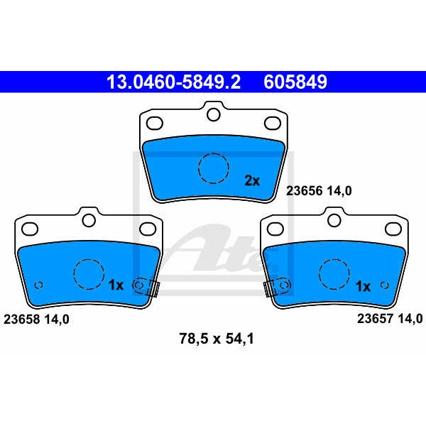 Слика на плочки ATE 13.0460-5849.2 за Toyota RAV4 (XA2) 2.0 VVTi 4WD - 150 коњи бензин