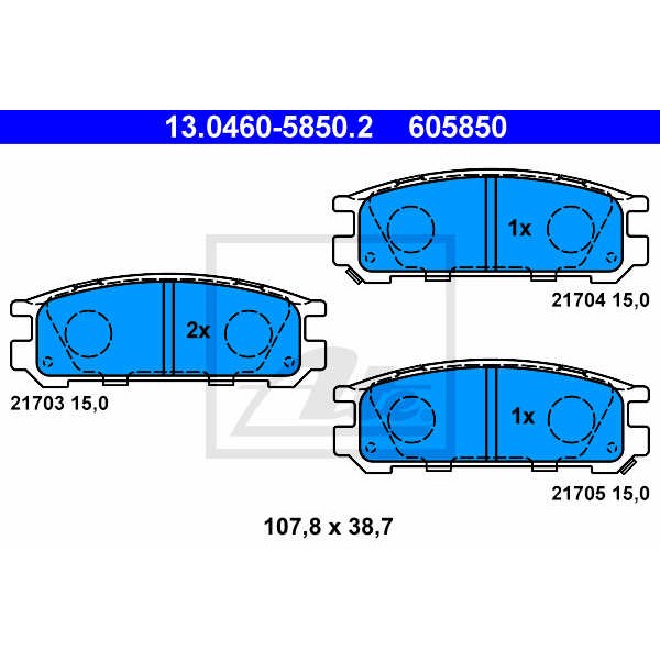 Слика на плочки ATE 13.0460-5850.2 за Subaru Legacy 2 (BD,BG) 2.2 i 4WD - 131 коњи бензин