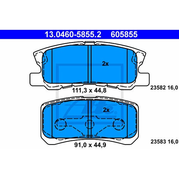 Слика на плочки ATE 13.0460-5855.2 за CHRYSLER CIRRUS 3.5 - 238 коњи бензин