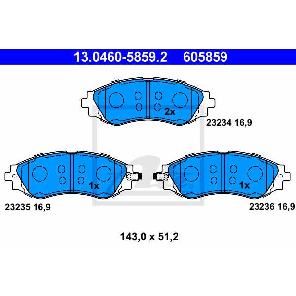 Слика на плочки ATE 13.0460-5859.2 за Daewoo Rezzo 1.6 SX - 90 коњи бензин