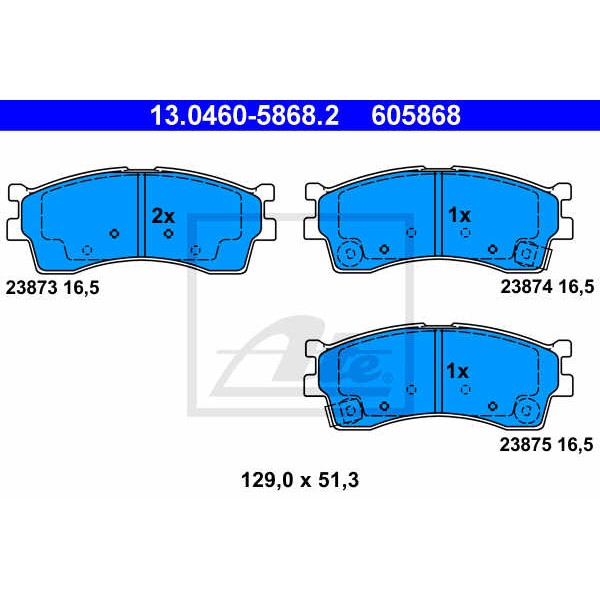 Слика на плочки ATE 13.0460-5868.2 за Kia Mentor Hatchback (FB) 1.6 - 101 коњи бензин