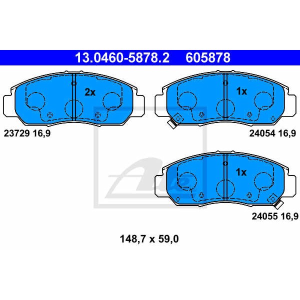 Слика на плочки ATE 13.0460-5878.2 за Honda Civic 8 Saloon (FD) 1.6 - 125 коњи бензин