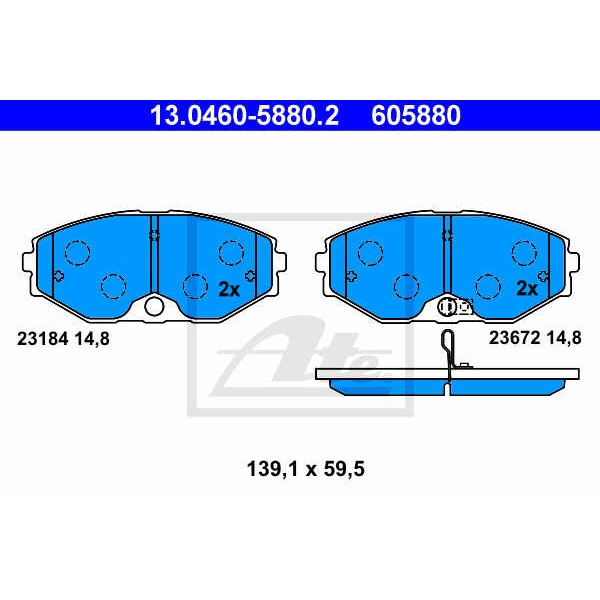 Слика на плочки ATE 13.0460-5880.2 за Nissan Maxima 4 Saloon (J31) 3.0 - 200 коњи бензин