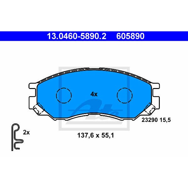 Слика на плочки ATE 13.0460-5890.2 за Mitsubishi Space Gear (PA,B,D V-W) 2.0 16V (PA3V/W, PB3V) - 115 коњи бензин