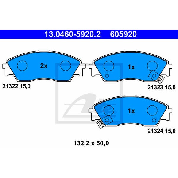 Слика на плочки ATE 13.0460-5920.2 за Honda Civic 4 Hatchback (EC,ED,EE) 1.5 i 16V - 90 коњи бензин