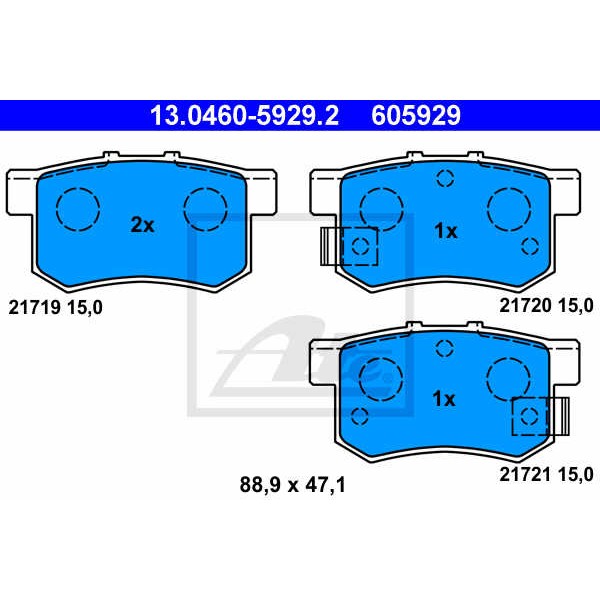 Слика на плочки ATE 13.0460-5929.2 за Fiat Sedici 1.6 16V - 120 коњи бензин