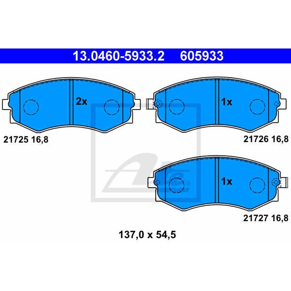 Слика на плочки ATE 13.0460-5933.2 за Hyundai Sonata 3 (Y-3) 2.0 i 16V - 139 коњи бензин