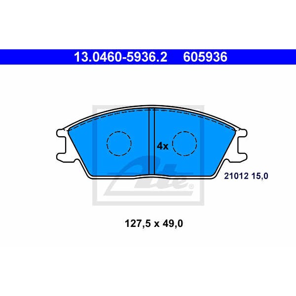 Слика на плочки ATE 13.0460-5936.2 за Hyundai Accent Saloon (X-3) 1.3 - 75 коњи бензин