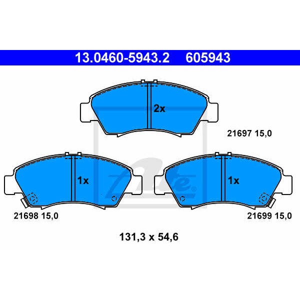 Слика на плочки ATE 13.0460-5943.2 за Honda Logo (GA3) 1.3 - 65 коњи бензин