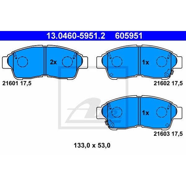 Слика на плочки ATE 13.0460-5951.2 за Toyota Corolla Liftback (E11) 1.4 (EE111_) - 86 коњи бензин