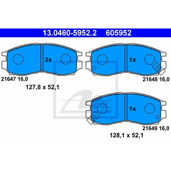 Слика на плочки ATE 13.0460-5952.2 за Mitsubishi Lancer 4 Hatchback (C6,C7 A) 1.6 16V (C76A, C66A) - 113 коњи бензин