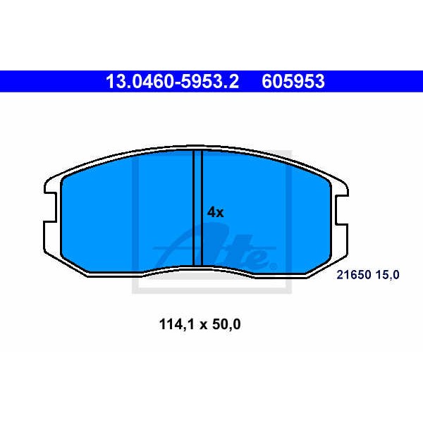 Слика на плочки ATE 13.0460-5953.2 за Mitsubishi Lancer 4 Hatchback (C6,C7 A) 1.8 D (C64A) - 60 коњи дизел