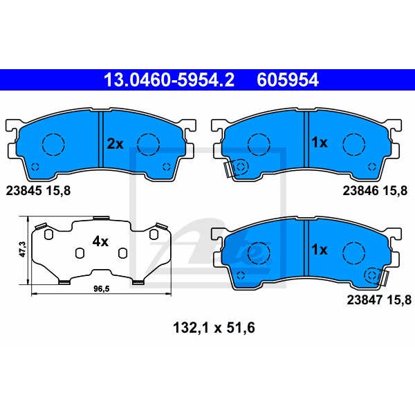 Слика на плочки ATE 13.0460-5954.2 за Mazda 626 Saloon (GE) 2.0 i - 115 коњи бензин