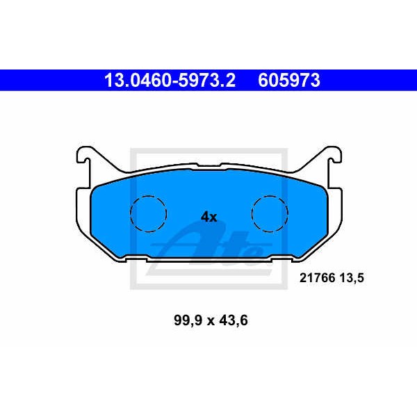 Слика на плочки ATE 13.0460-5973.2 за Mazda 626 Saloon (GE) 2.0 i - 115 коњи бензин