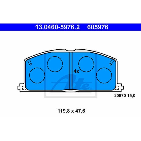 Слика на плочки ATE 13.0460-5976.2 за Toyota Corolla Liftback (E8) 1.6 (AE82) - 73 коњи бензин