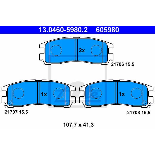 Слика на плочки ATE 13.0460-5980.2 за CHRYSLER SEBRING Sedan JR 2.0 - 141 коњи бензин