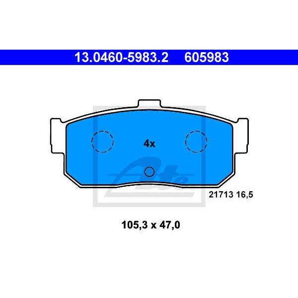 Слика на плочки ATE 13.0460-5983.2 за Nissan Almera Hatchback (N15) 2.0 D - 75 коњи дизел