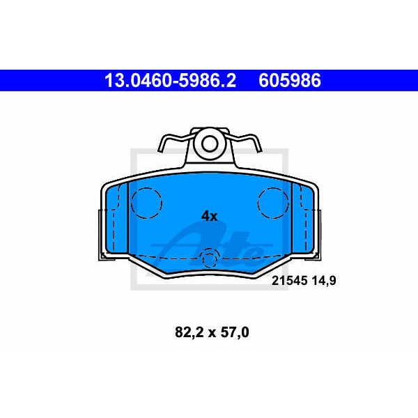 Слика на плочки ATE 13.0460-5986.2 за Nissan Pulsar Saloon (N16) 2.2 dCi - 136 коњи дизел