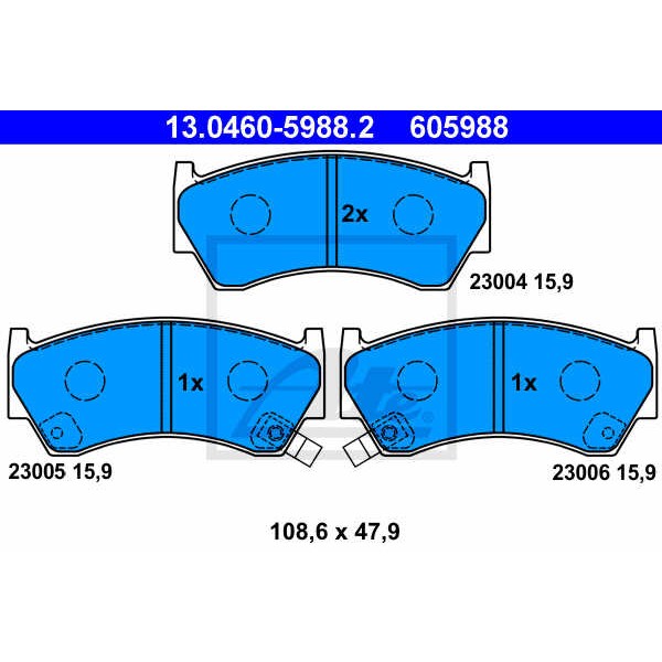 Слика на плочки ATE 13.0460-5988.2 за Nissan Almera Hatchback (N15) 2.0 D - 75 коњи дизел