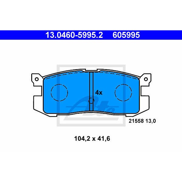 Слика на плочки ATE 13.0460-5995.2 за Mazda 626 Station Wagon (GV) 2.0 12V - 110 коњи бензин